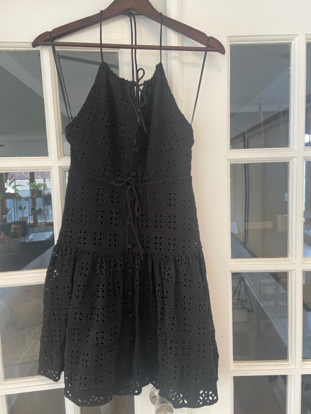 J. Crew Anguilla Mini-Halter Dress in Black Eyelet